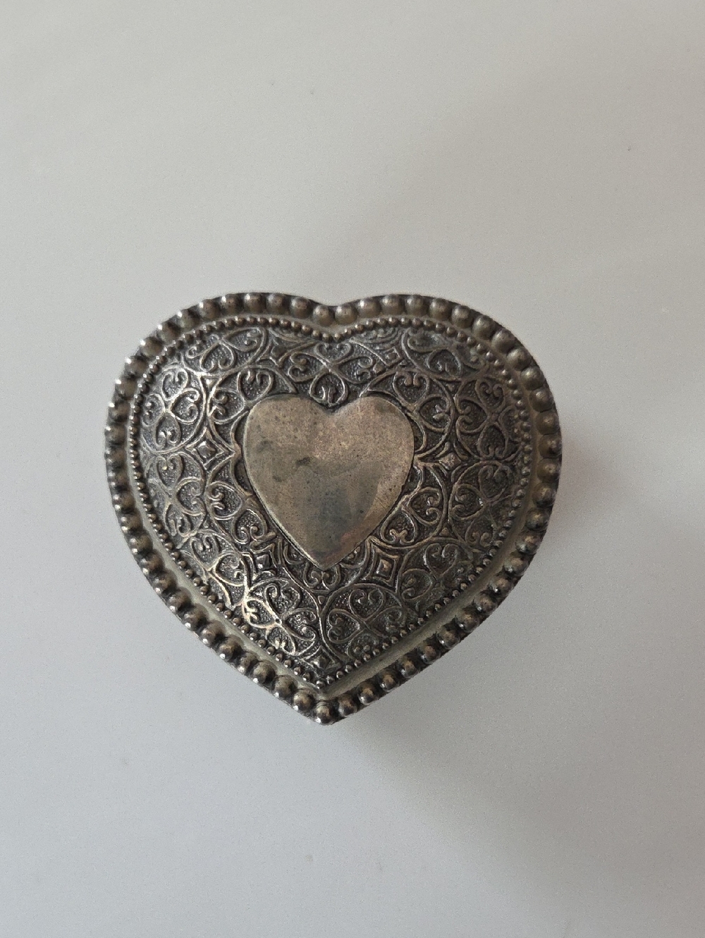 Silver Plated Heart Shaped Silver Trinket Box